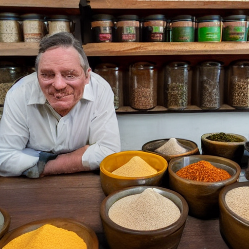 012_A man sitting at a table in front of bowls of spices..png